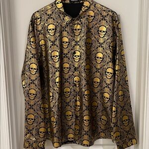 VatPave Black Shirt with Gold Pattern XL